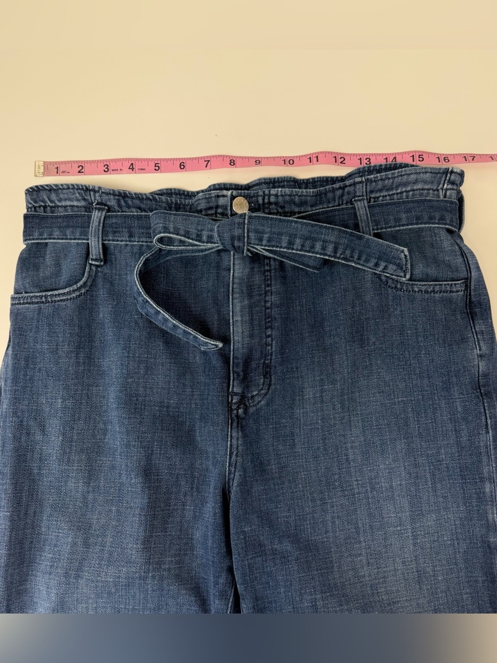 J Crew Jeans Womens 31 Blue Paper Bag Belt Tie Cropped Denim BX563 Cotton Blend - Picture 8 of 12
